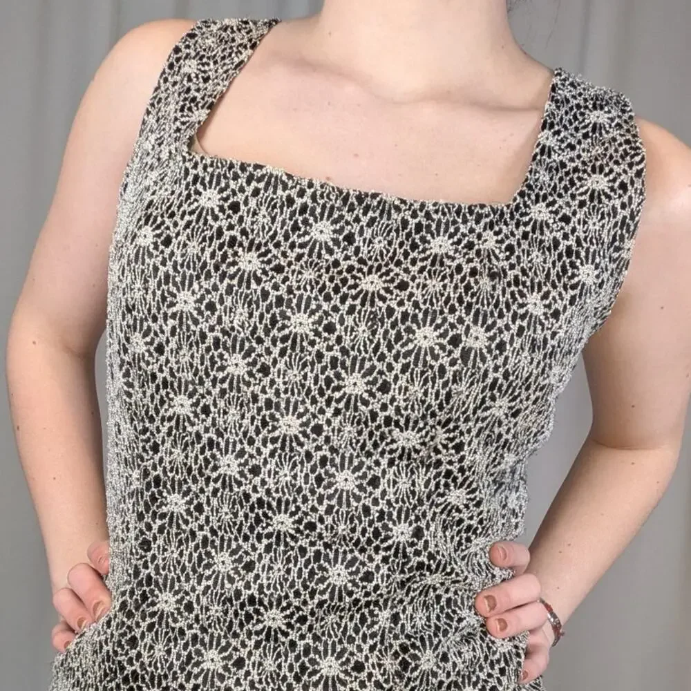 Y2K Whimsygoth Lacy Tank Top Black and White Size Large Dress Barn - Picture 7 of 8